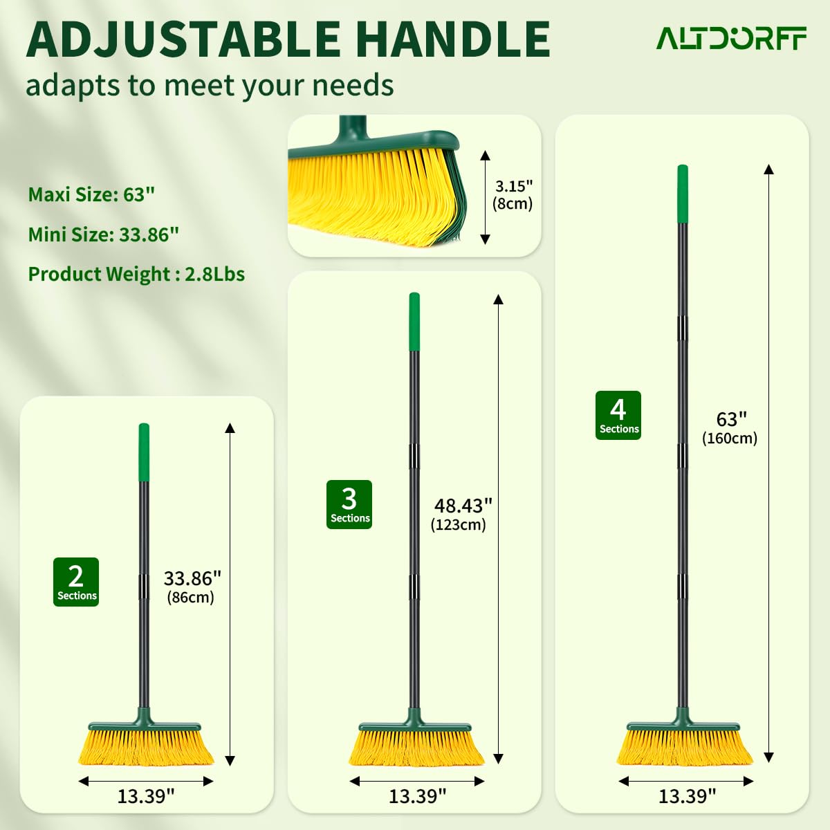 Altdorff Turf Rake assembled with all sections connected