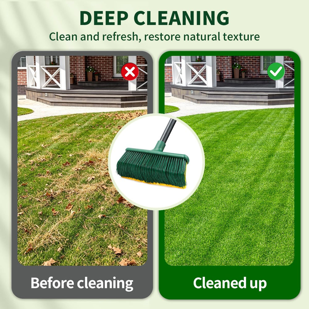 Altdorff Turf Rake in a yard cleaning debris