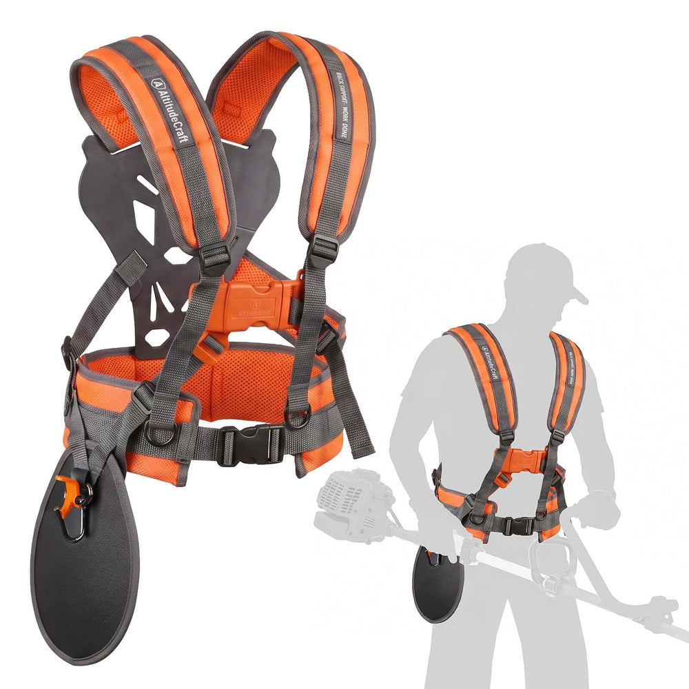 AltitudeCraft Adjustable Weed Eater Strap front view, orange colour