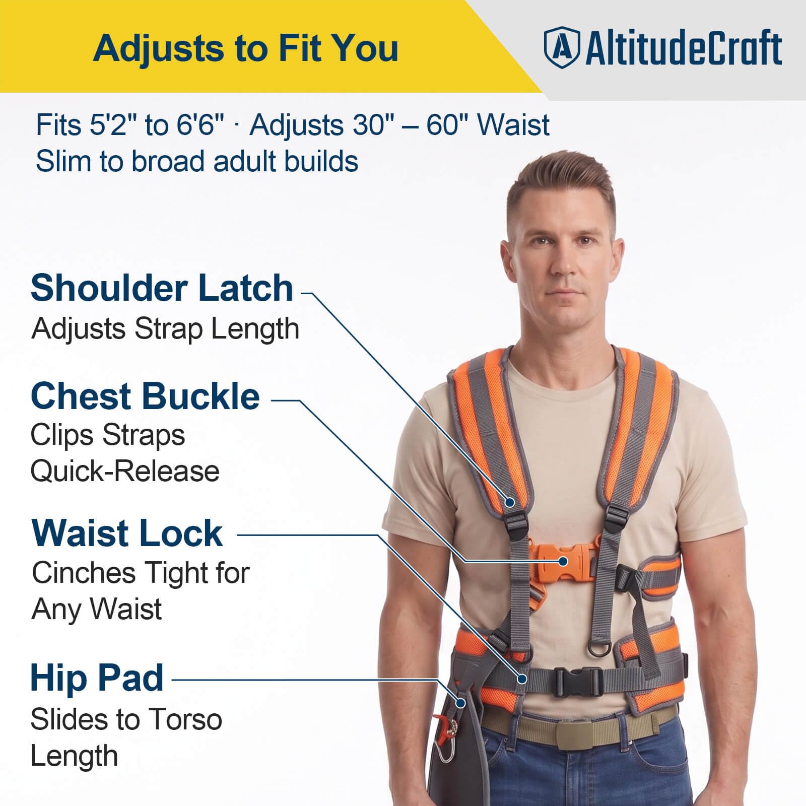 AltitudeCraft harness hip rest pad in focus