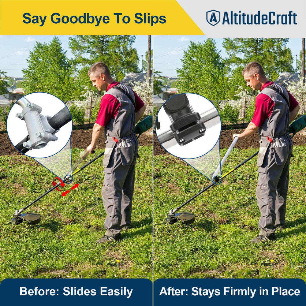 AltitudeCraft Weedeater Handle Clamp dimensions on a ruler