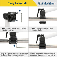 AltitudeCraft Weedeater Handle Clamp on a trimmer