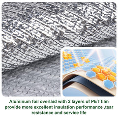 Aluminet tarp in use as a sun shade cover in a garden