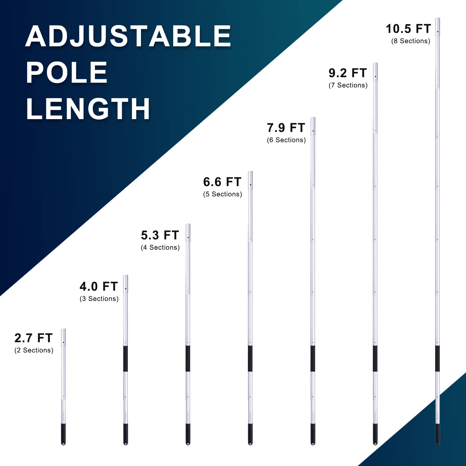 Aluminum construction of POOLAZA Pool Pole