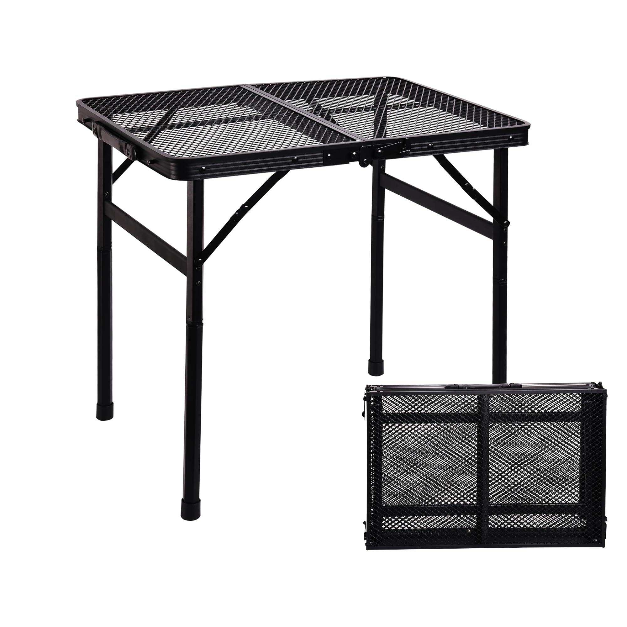 ALZEROOE Portable Folding Table front view with mesh top