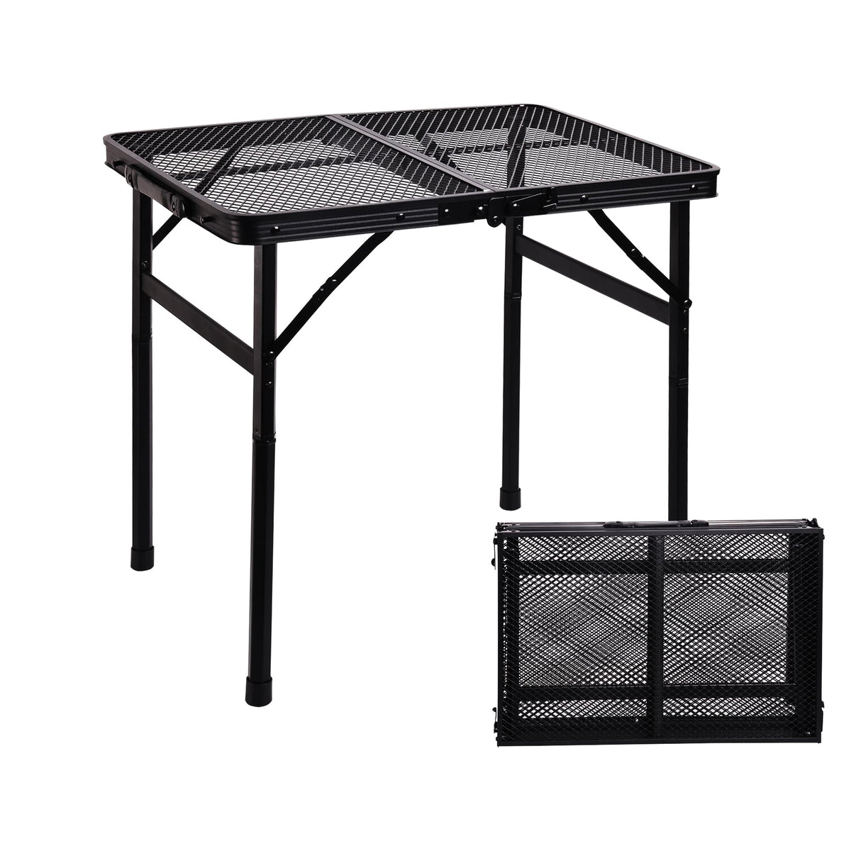 ALZEROOE Portable Folding Table front view with mesh top
