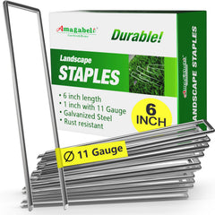 AMAGABELI 6 Inch galvanized landscape staples front view