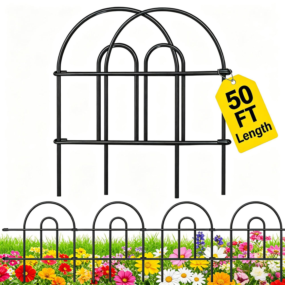 AMAGABELI decorative garden fence front view, black panels