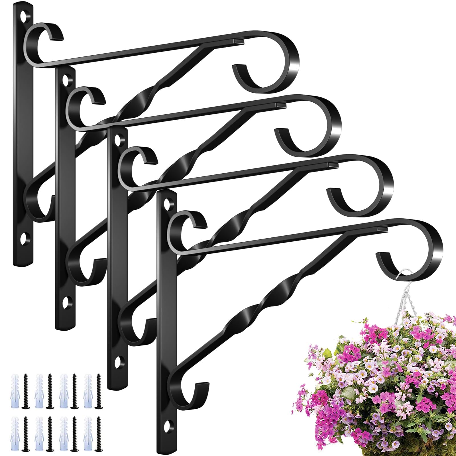 AMAGABELI GARDEN & HOME 12-inch metal hanging plant bracket front view