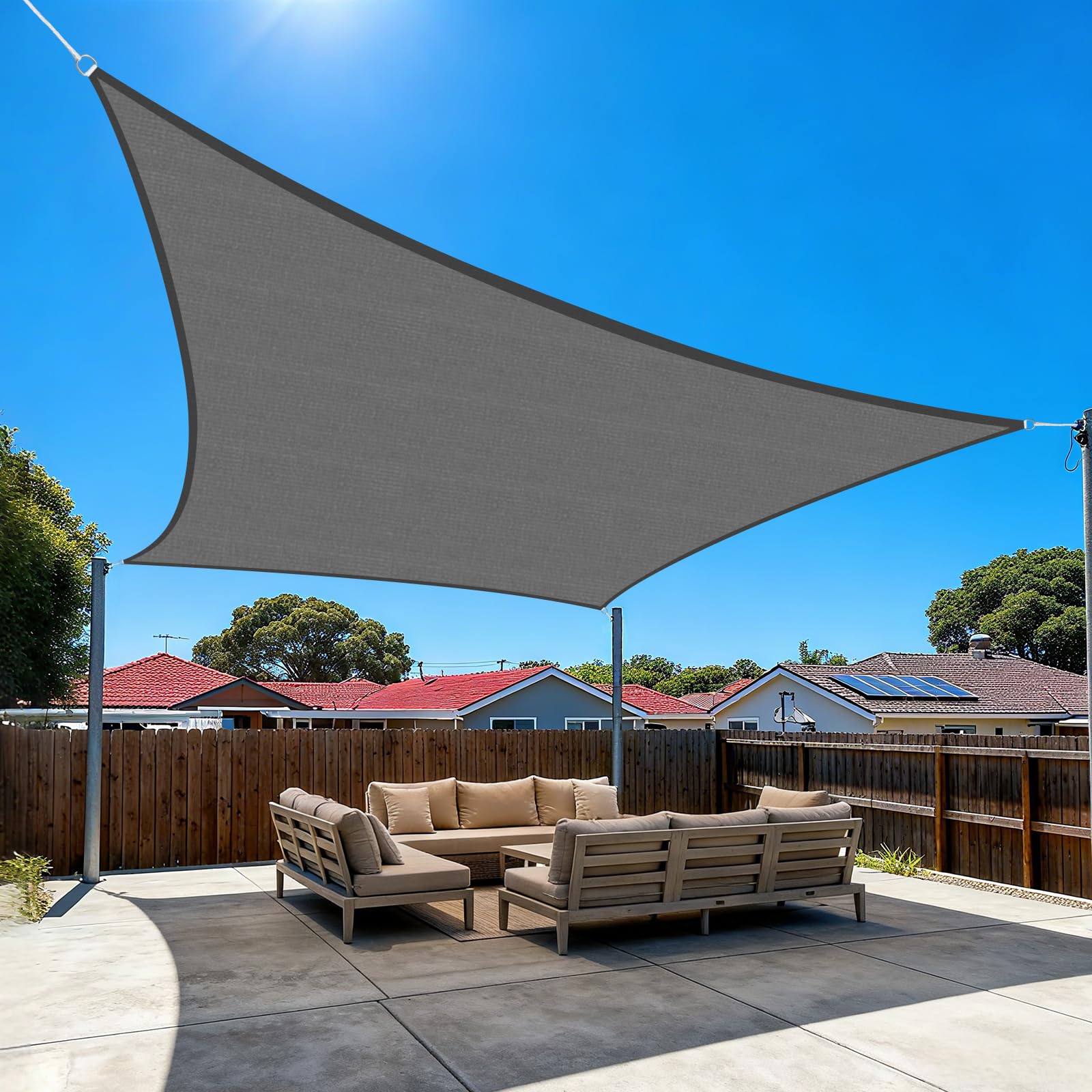 Amagenix 10' x 12' Dark Grey Sun Shade Sail front view