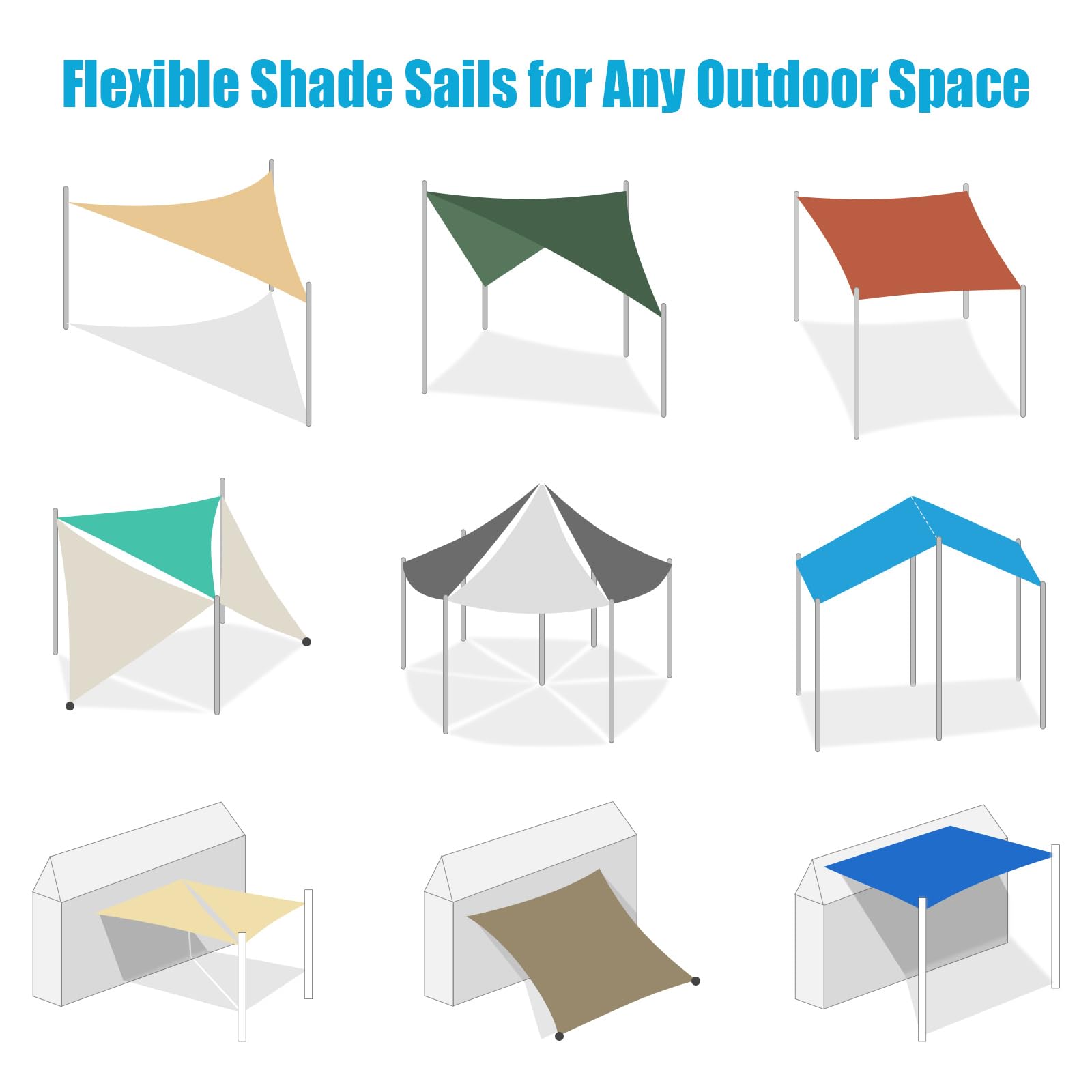 Amagenix 10' x 24' Blue Sun Shade Sail packaging view