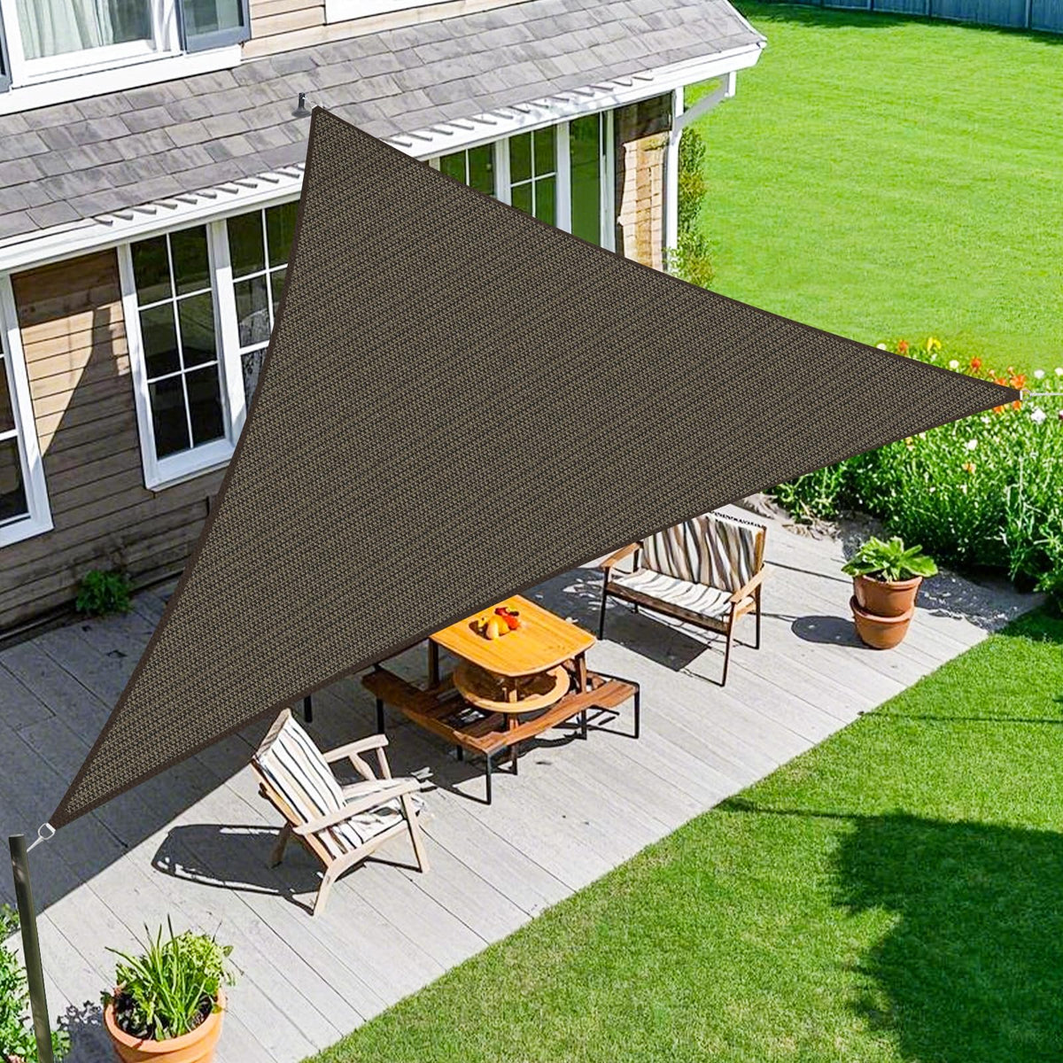 Amagenix 10'X10'X14' Mocha Sun Shade Sail front view
