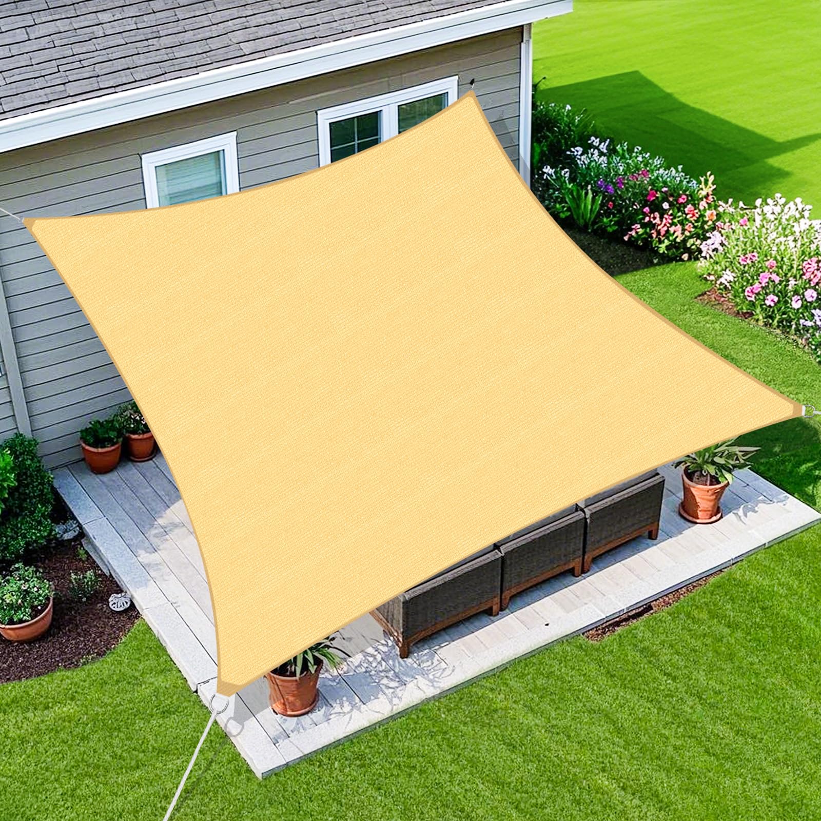 Amagenix 14'X20' Sun Shade Sail Sand front view