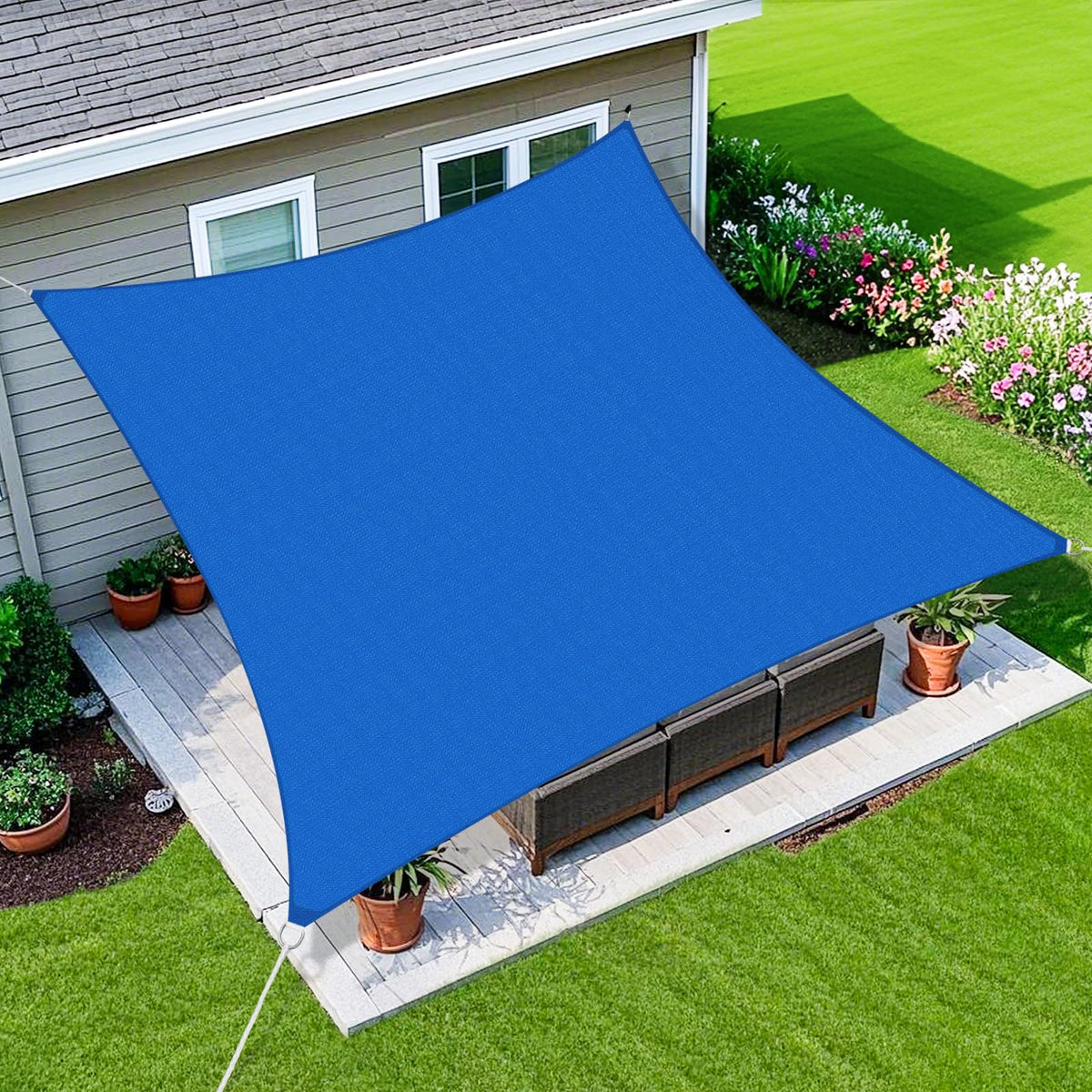 Amagenix 16' X 20' Sun Shade Sail in blue front view