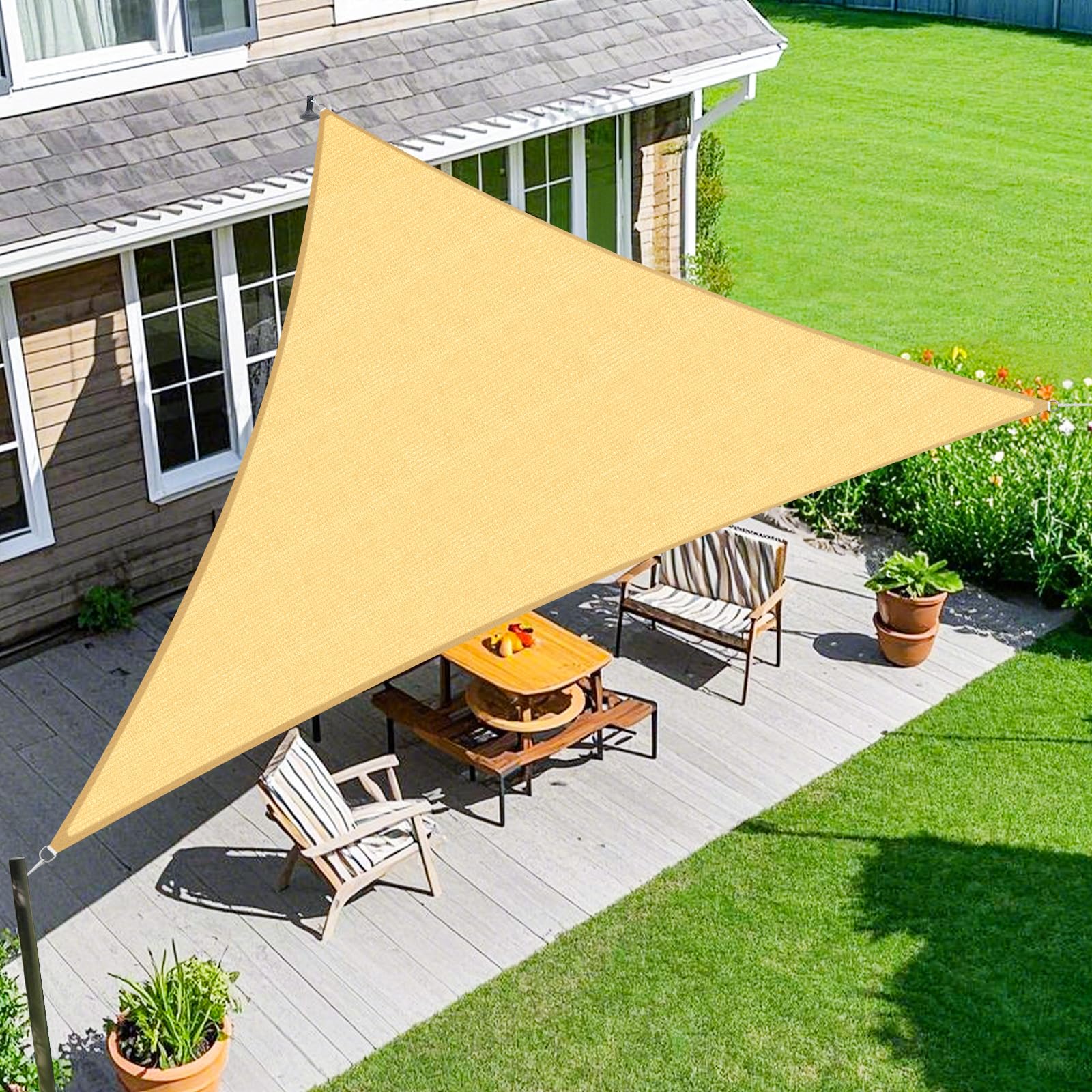 Amagenix 16'x16'x16' Sun Shade Sail Triangle in Sand front view