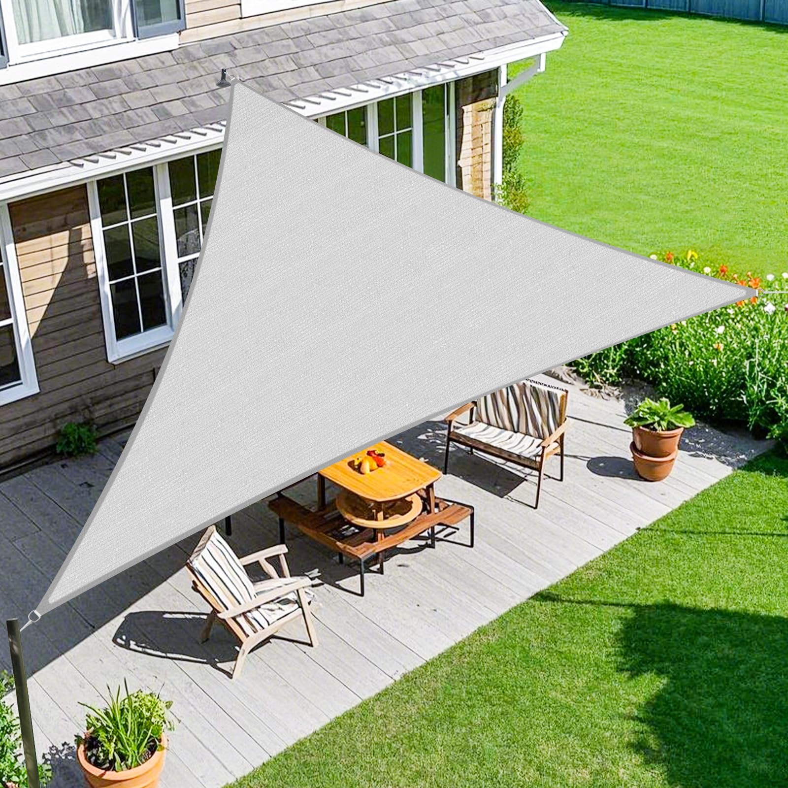 Amagenix 20' x 20' Sun Shade Sail light grey front view