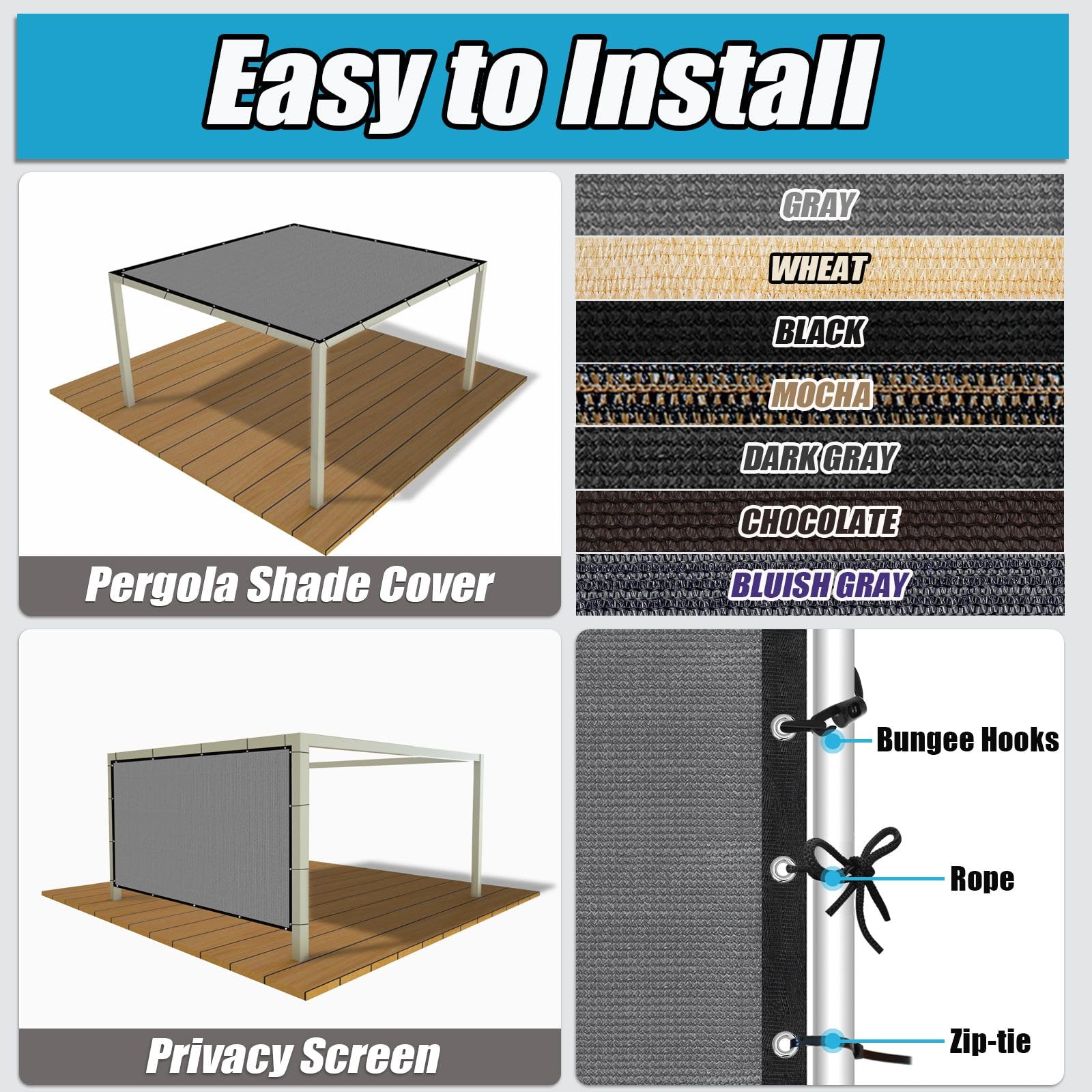 Amagenix 6' x 8' shade cloth with accessories