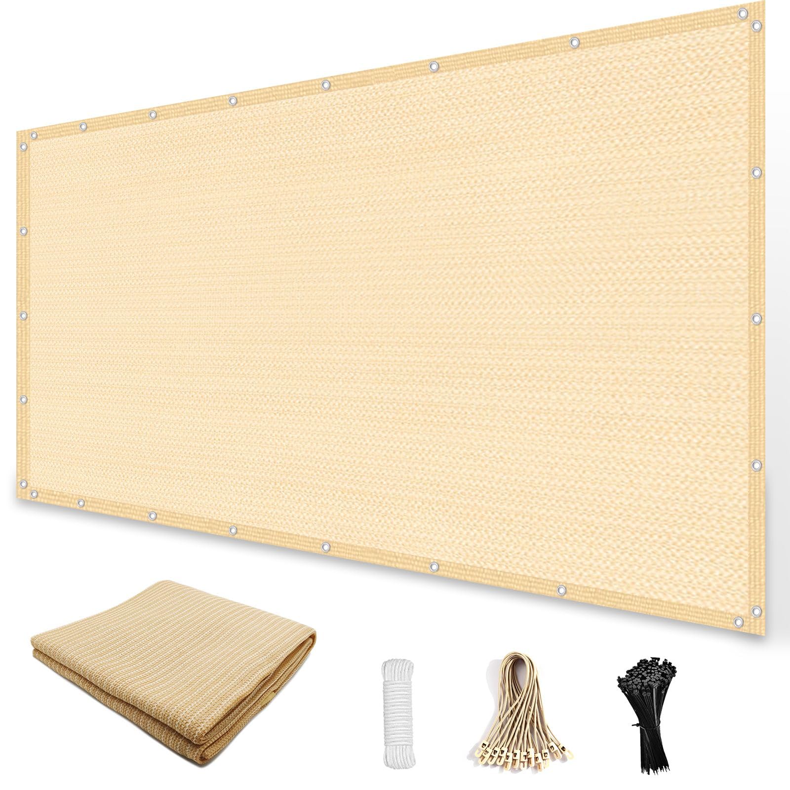 Amagenix 90% Sun Shade Cloth 10' x 10' in Wheat color, front view
