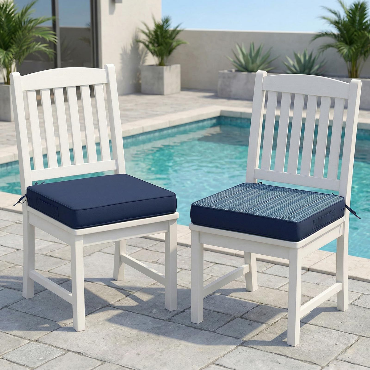 Amagenix outdoor chair cushions set of 2, navy blue, front view