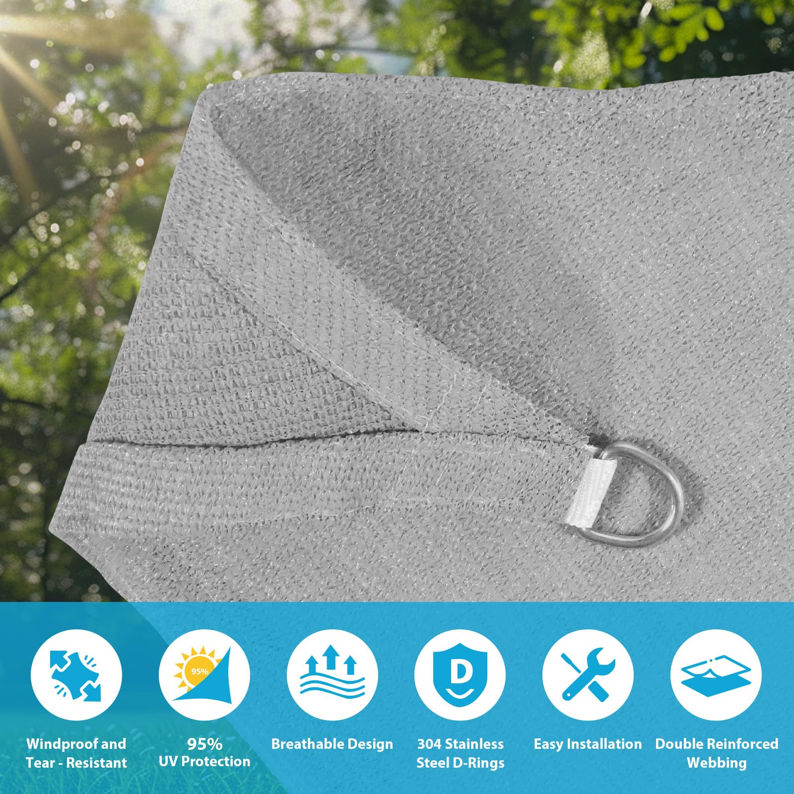 Amagenix shade sail installation with D-rings