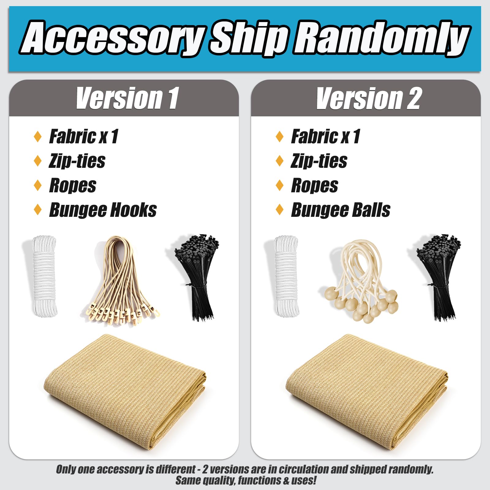 Amagenix Sun Shade Cloth showing bungee balls and ties