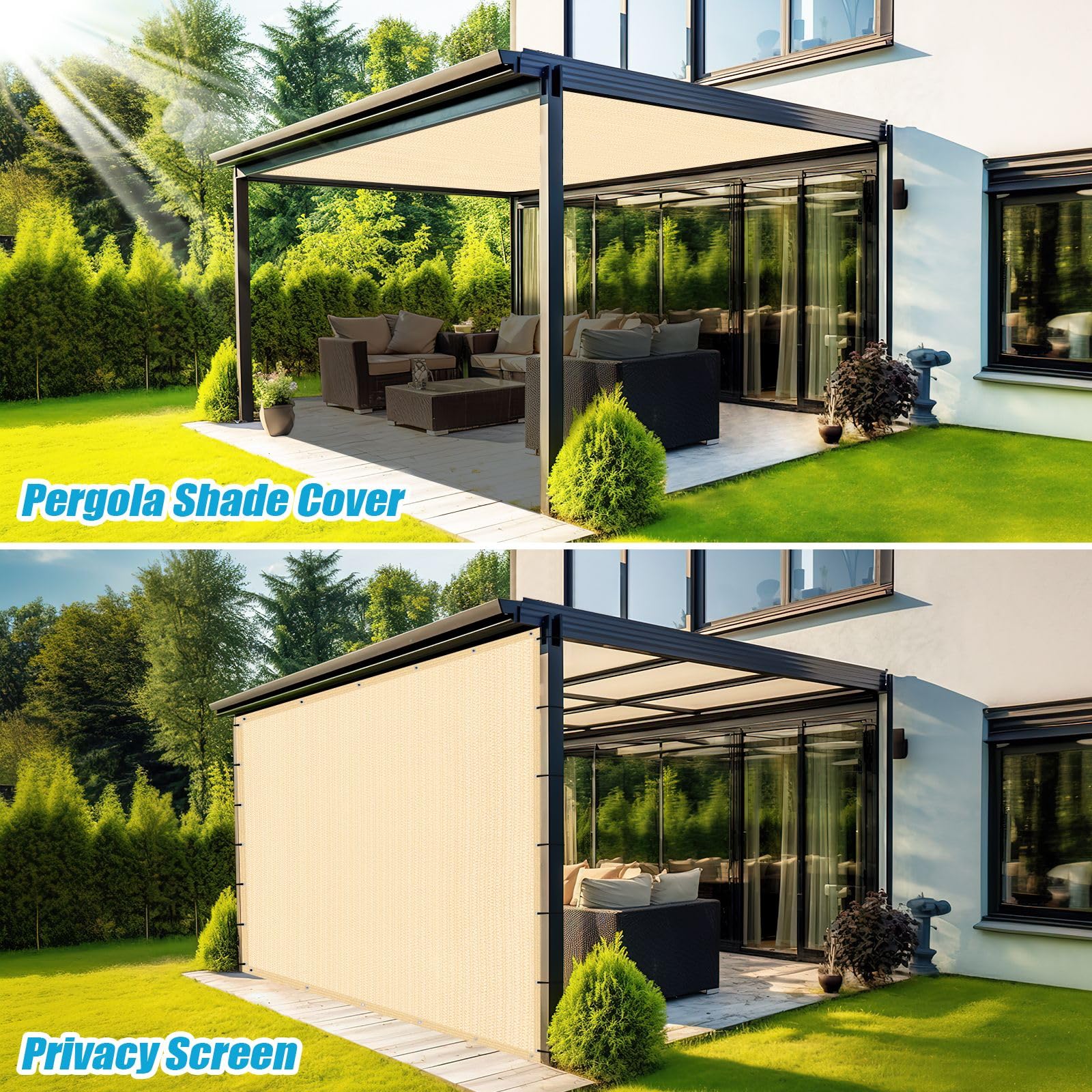 Amagenix Sun Shade Cloth under a pergola