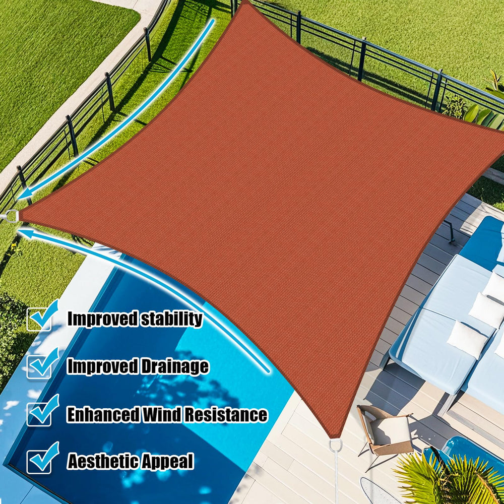 Amagenix sun shade sail rust red in a patio setting