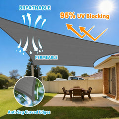 Amagenix sun shade sail showing reinforced edges and D-rings