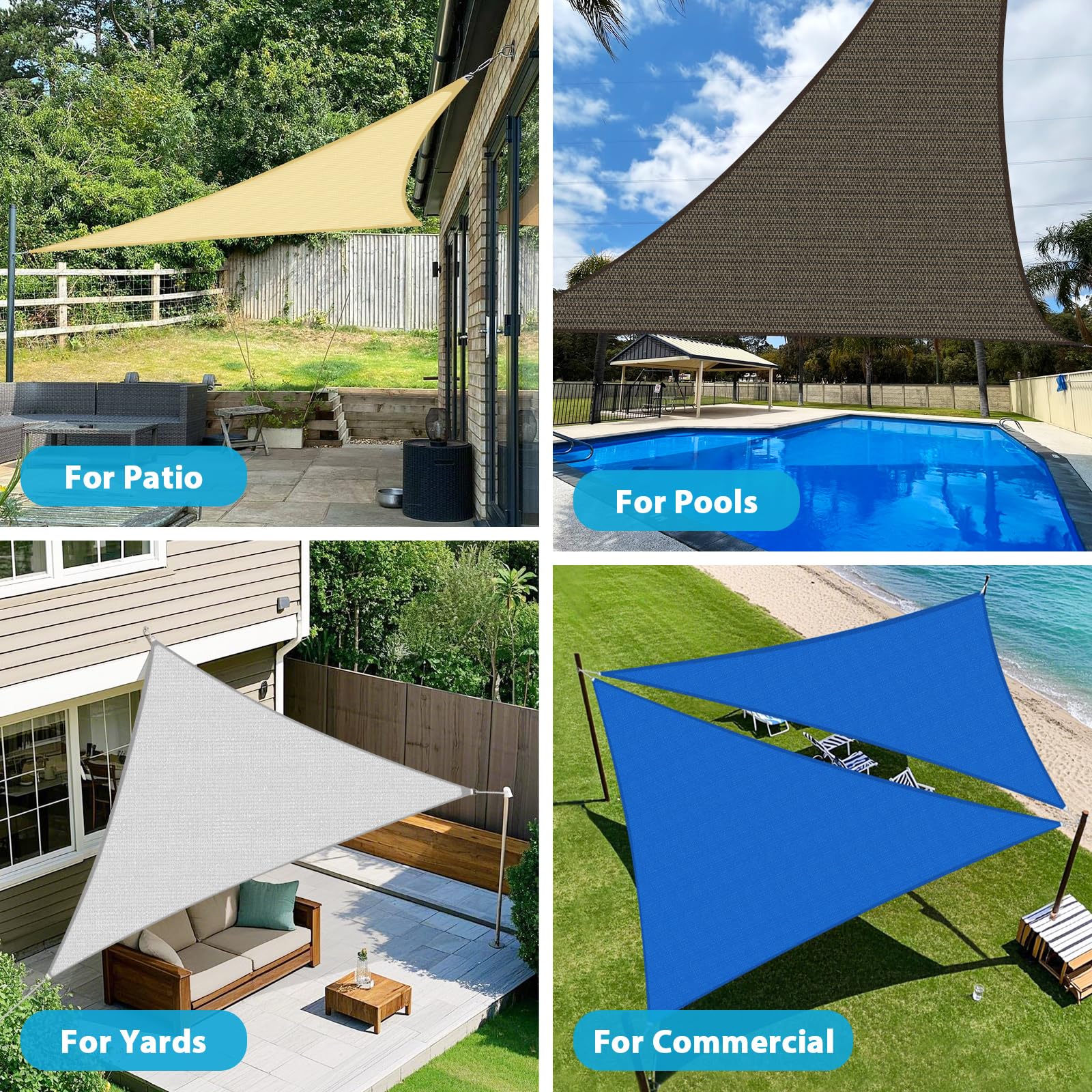 Amagenix Sun Shade Sail Triangle Light Grey on a patio
