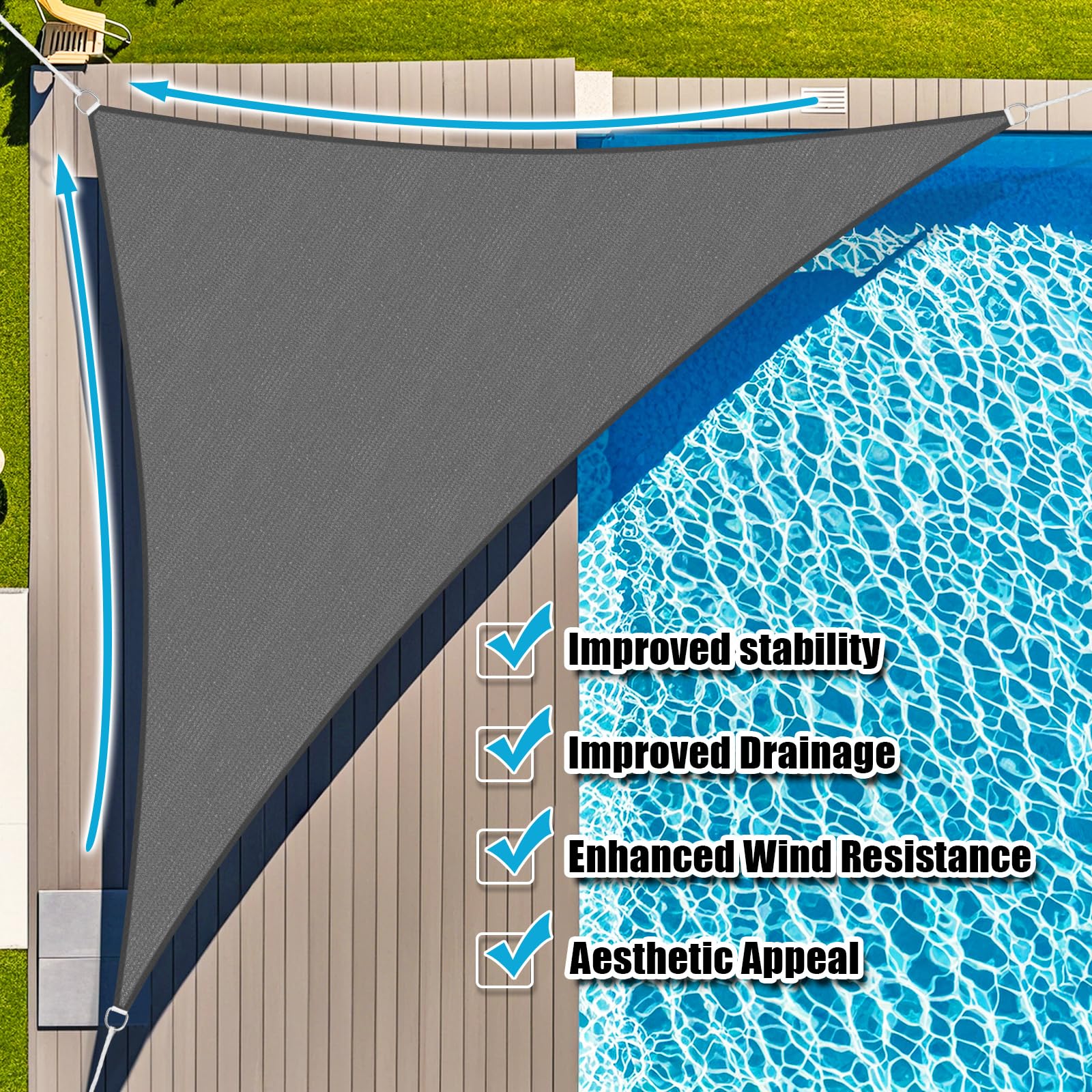 Amagenix Sun Shade Sail with stainless steel D-rings