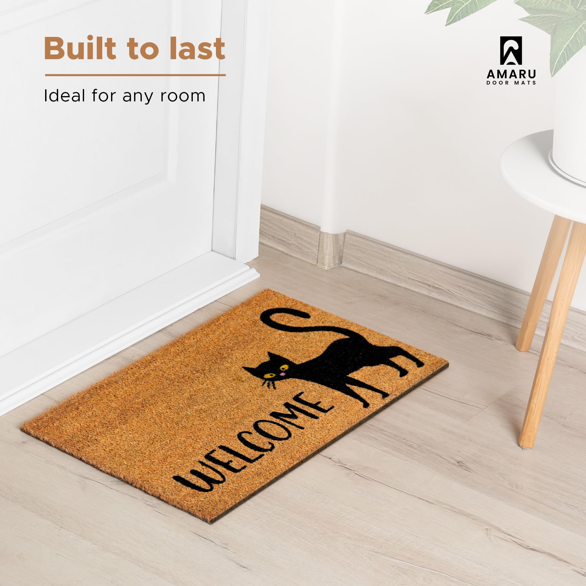AMARU Coir Welcome Mat in a living room setting