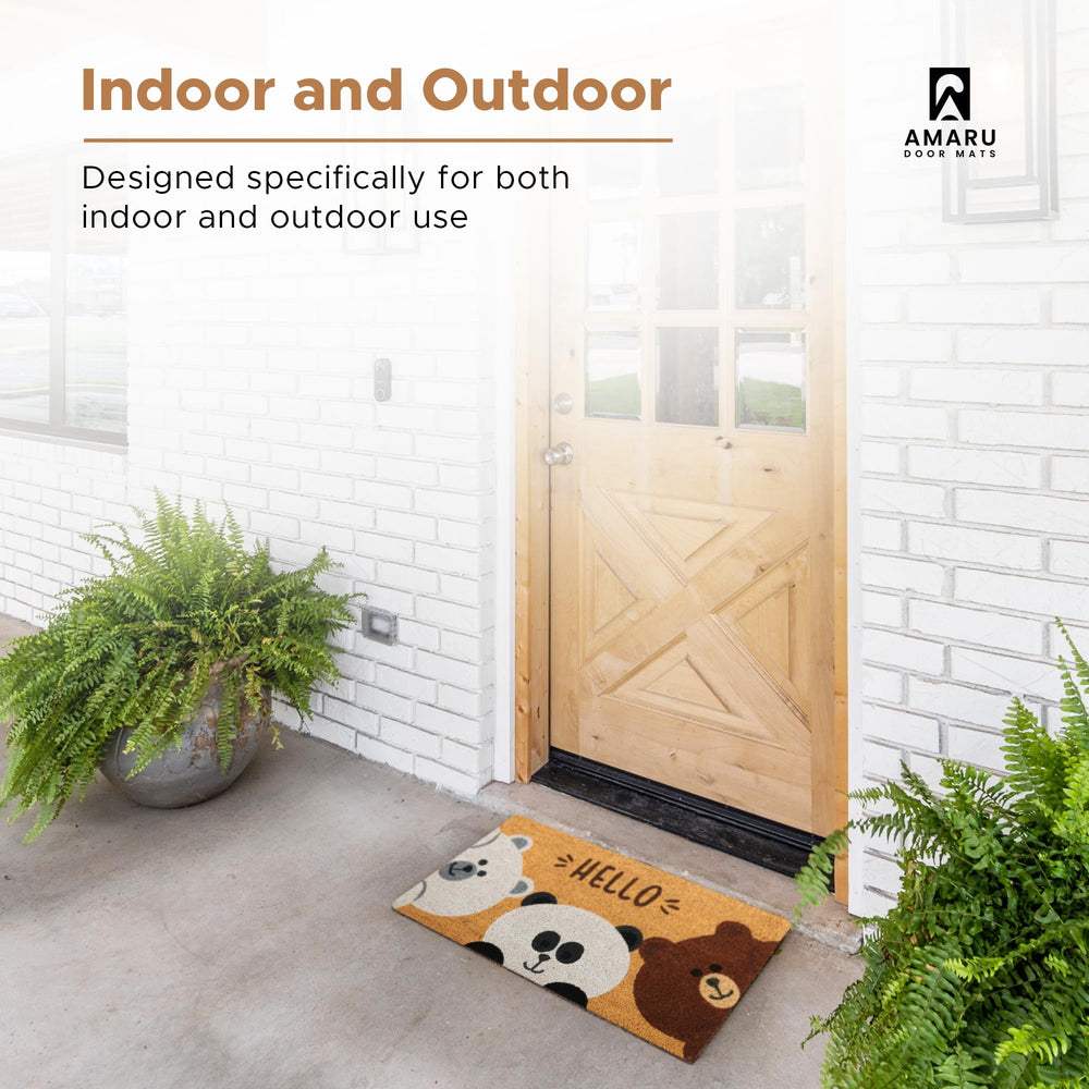 AMARU Coir Welcome Mat in outdoor setting