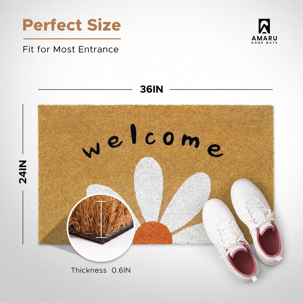 AMARU Coir Welcome Mat non-slip backing detail