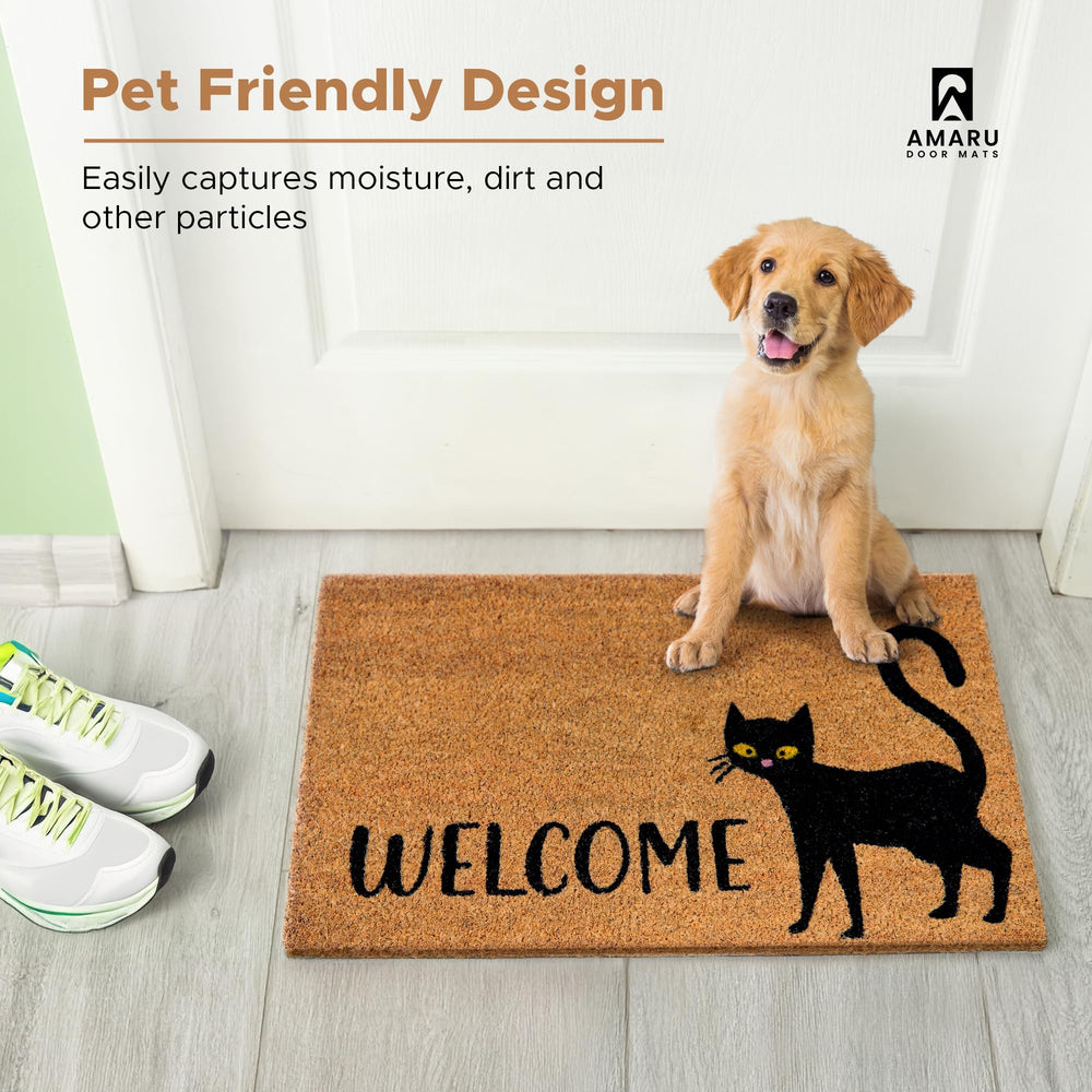 AMARU Coir Welcome Mat on a garden path