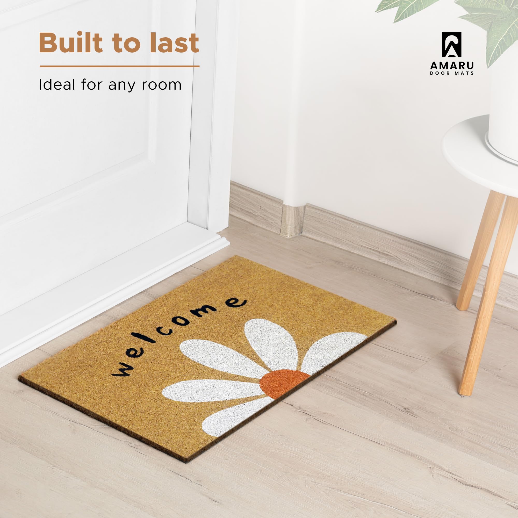 AMARU Coir Welcome Mat on a patio