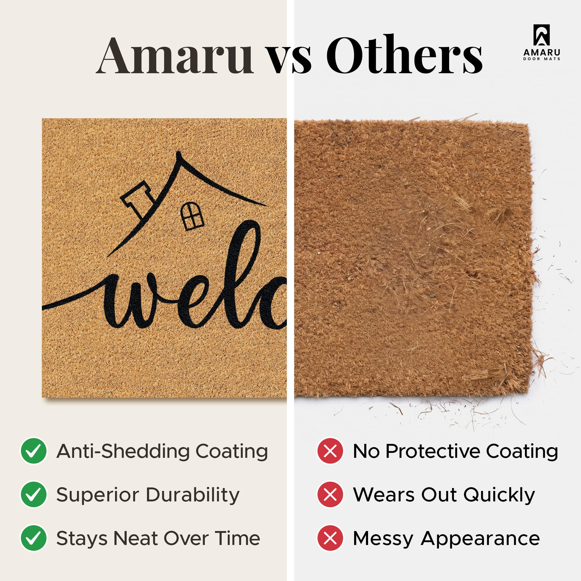 AMARU Coir Welcome Mat showcasing its natural fiber material