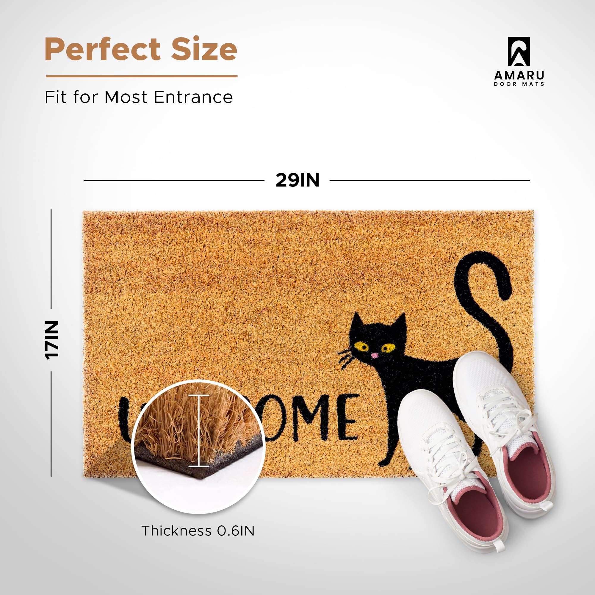 AMARU Coir Welcome Mat side view showcasing thickness