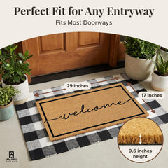 AMARU Coir Welcome Mat side view showing non-slip backing