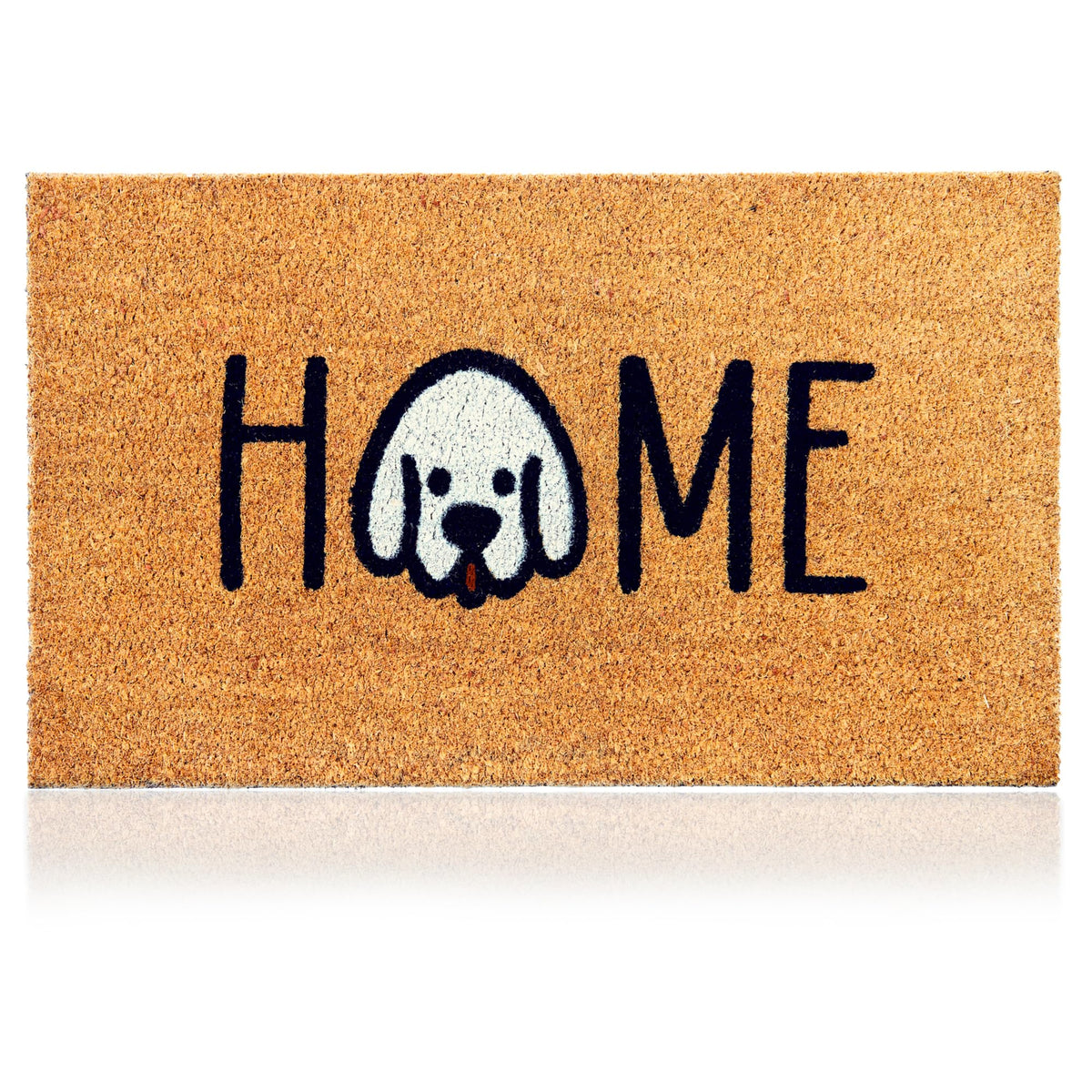 AMARU DOOR MATS Coco Welcome Mat front view with Home Dog design