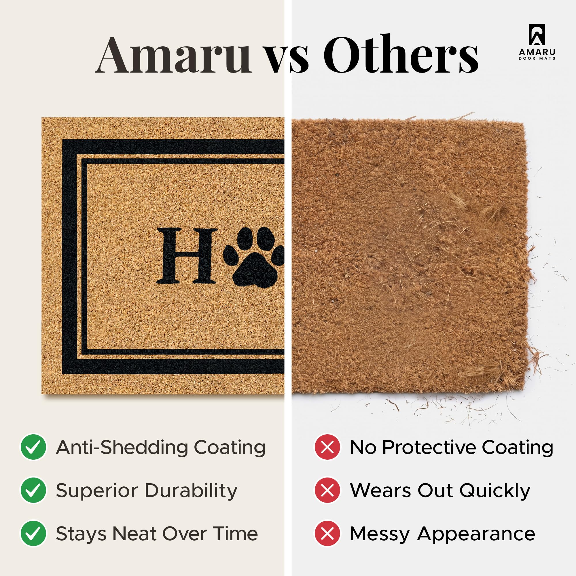 AMARU DOOR MATS Coir Welcome Mat close-up of natural fibers