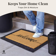AMARU DOOR MATS Coir Welcome Mat displayed at an entrance