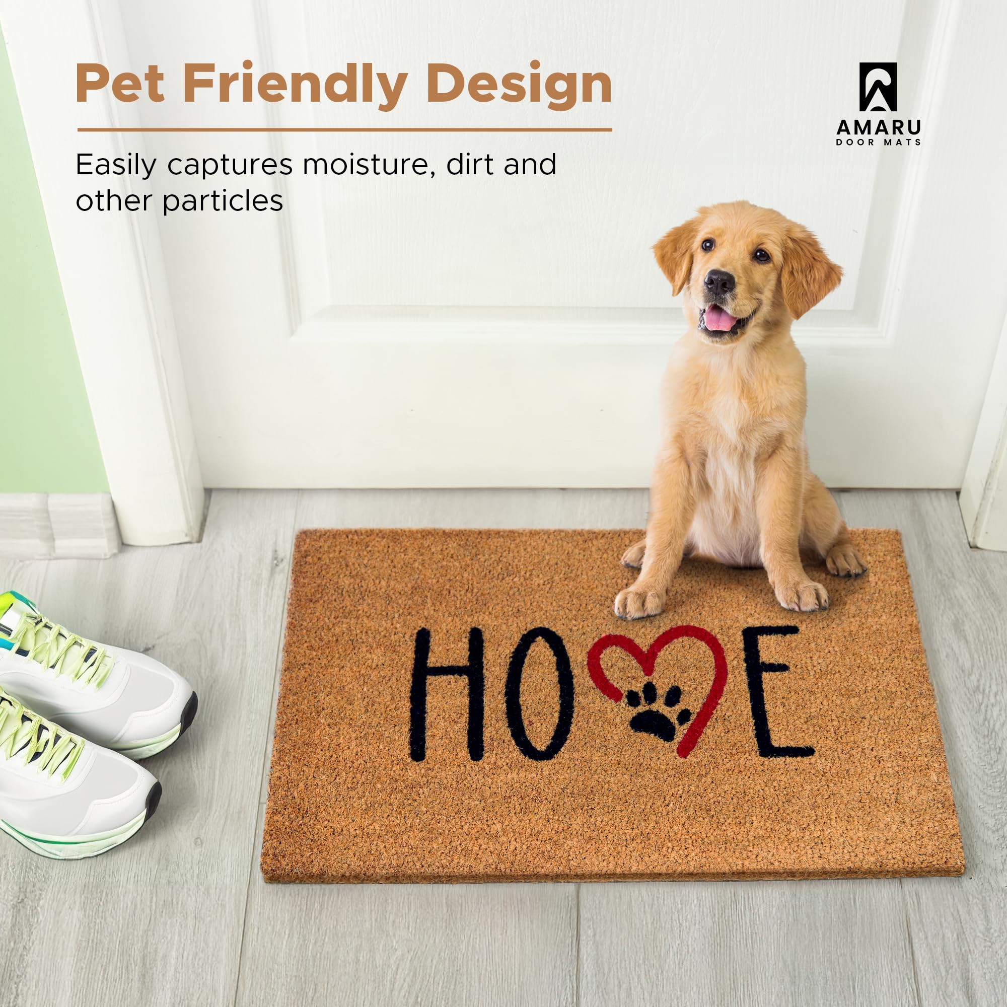 AMARU DOOR MATS Coir Welcome Mat displayed in a hallway