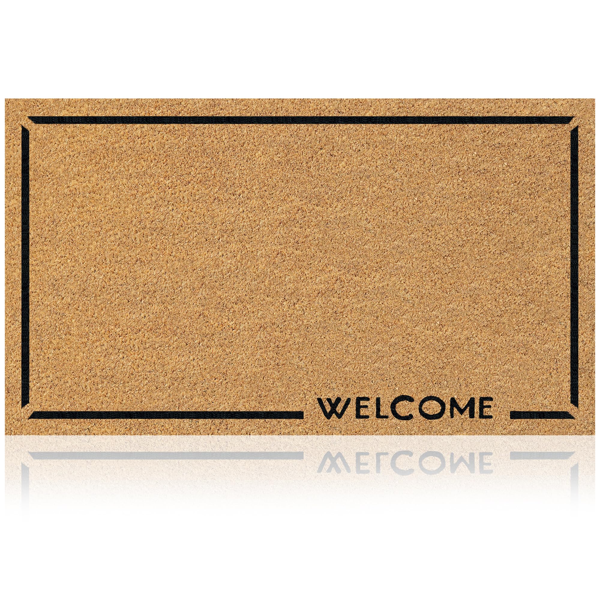AMARU DOOR MATS Coir Welcome Mat front view, Welcome Classic 2 design
