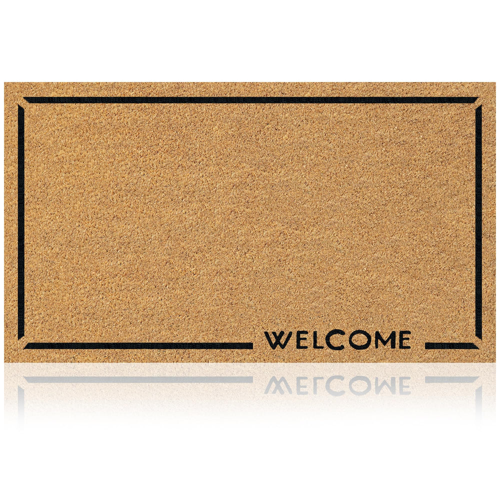AMARU DOOR MATS Coir Welcome Mat front view, Welcome Classic 2 design