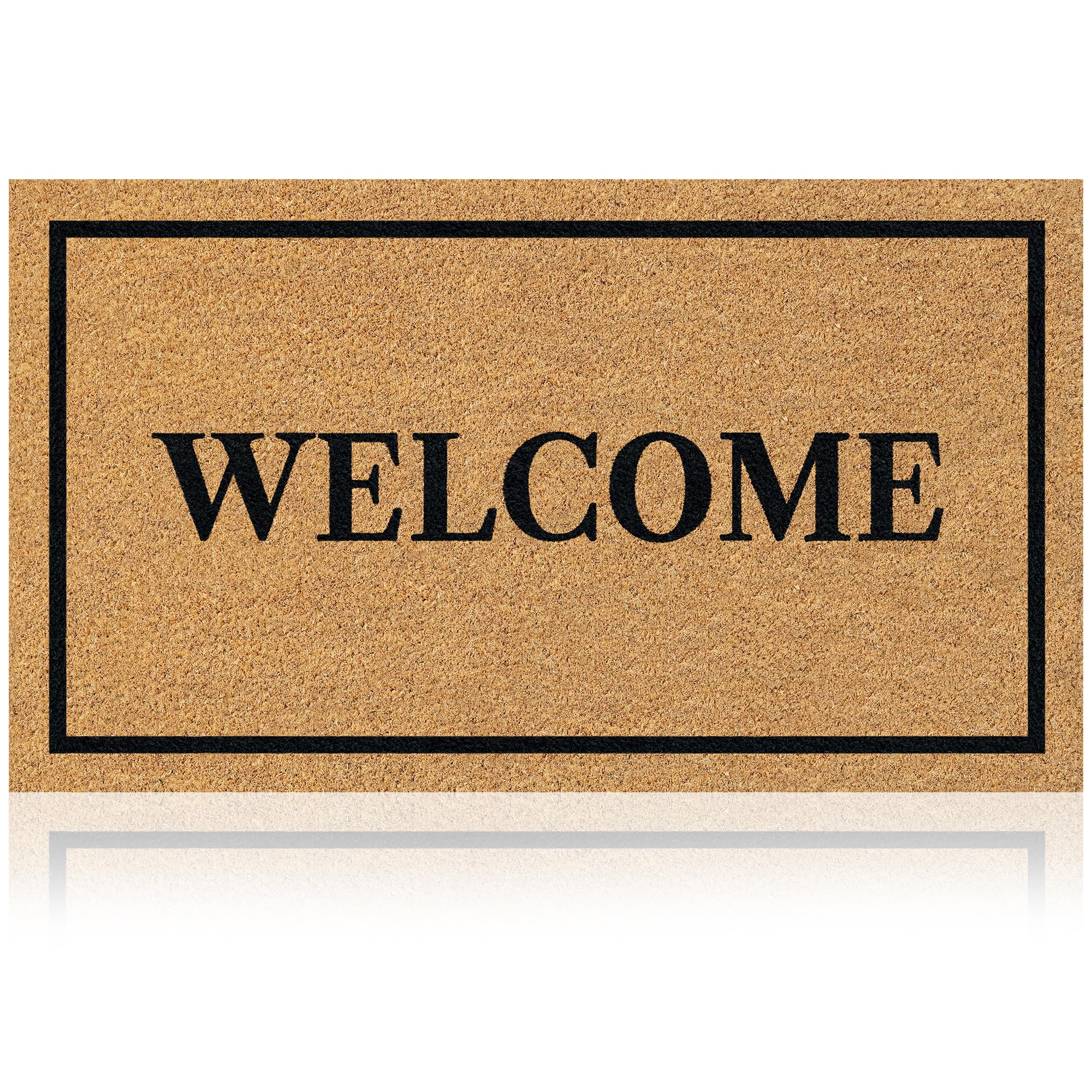 AMARU DOOR MATS Coir Welcome Mat front view, Welcome Classic 3 design