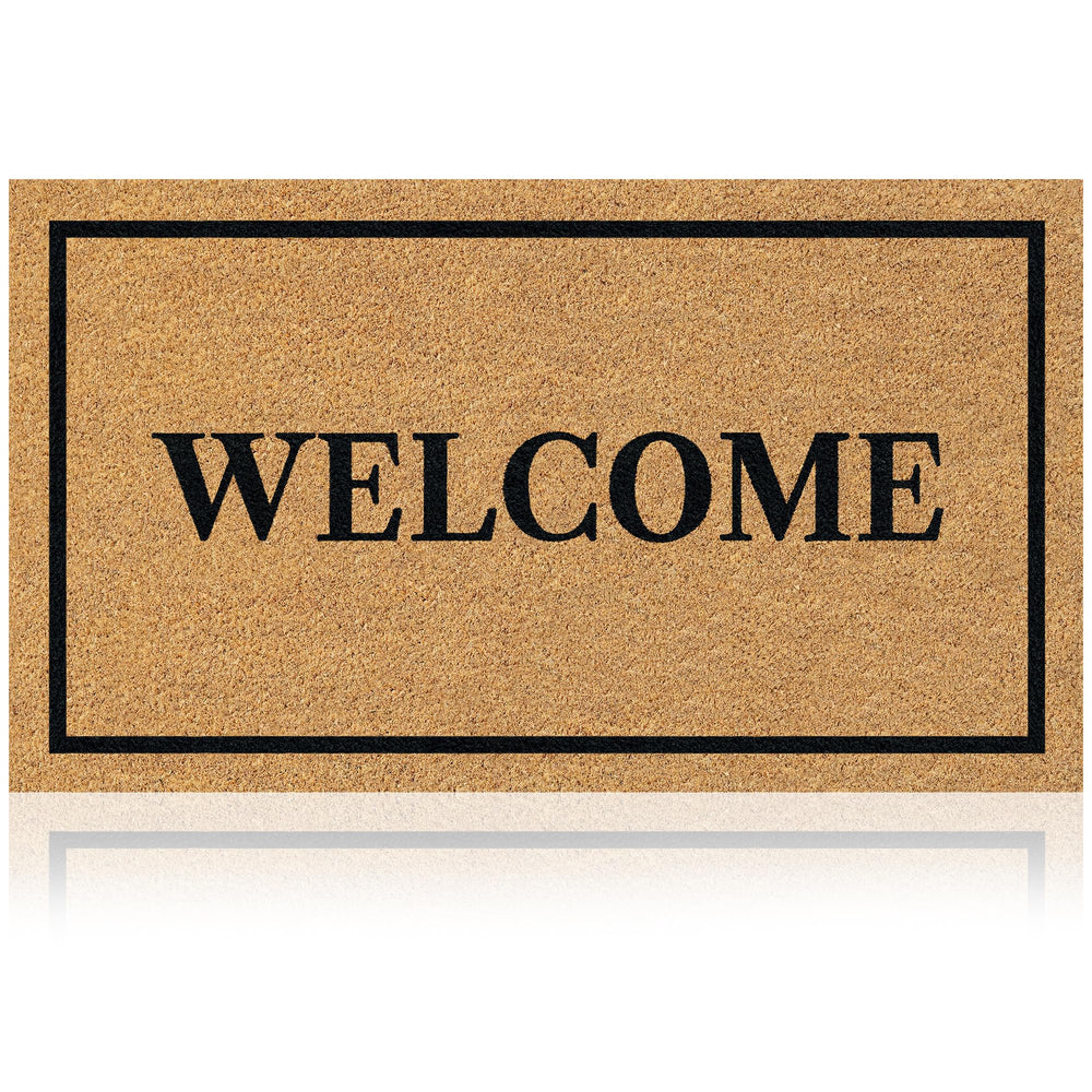 AMARU DOOR MATS Coir Welcome Mat front view, Welcome Classic 3 design