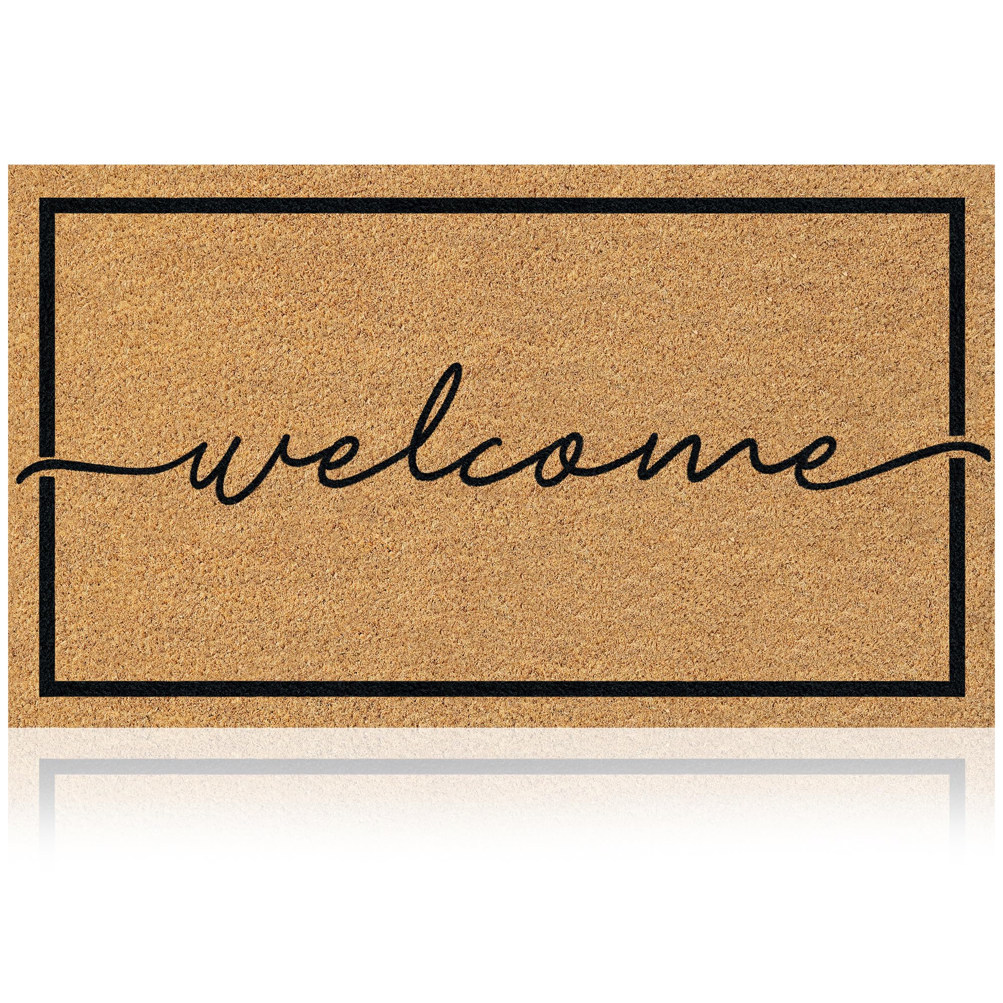 AMARU DOOR MATS Coir Welcome Mat front view, Welcome Classic 4 design