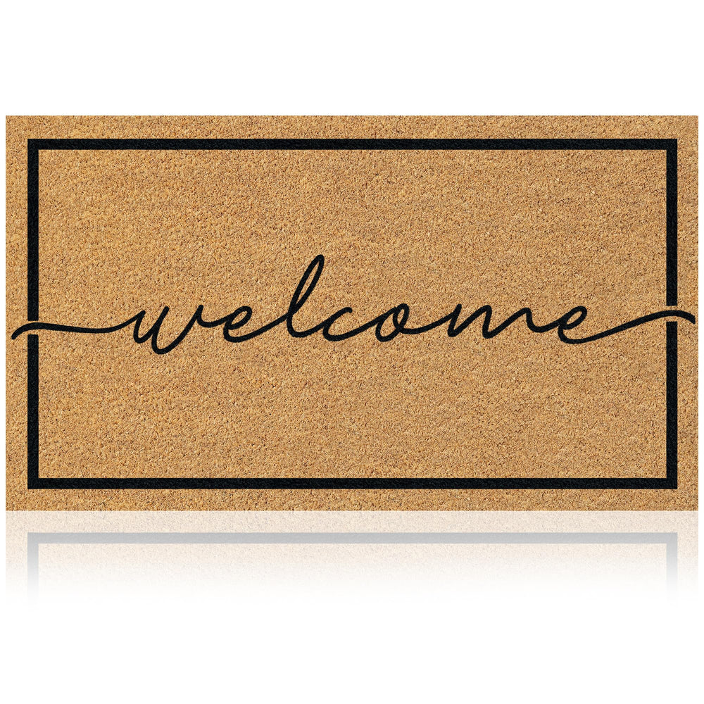 AMARU DOOR MATS Coir Welcome Mat front view, Welcome Classic 4 design