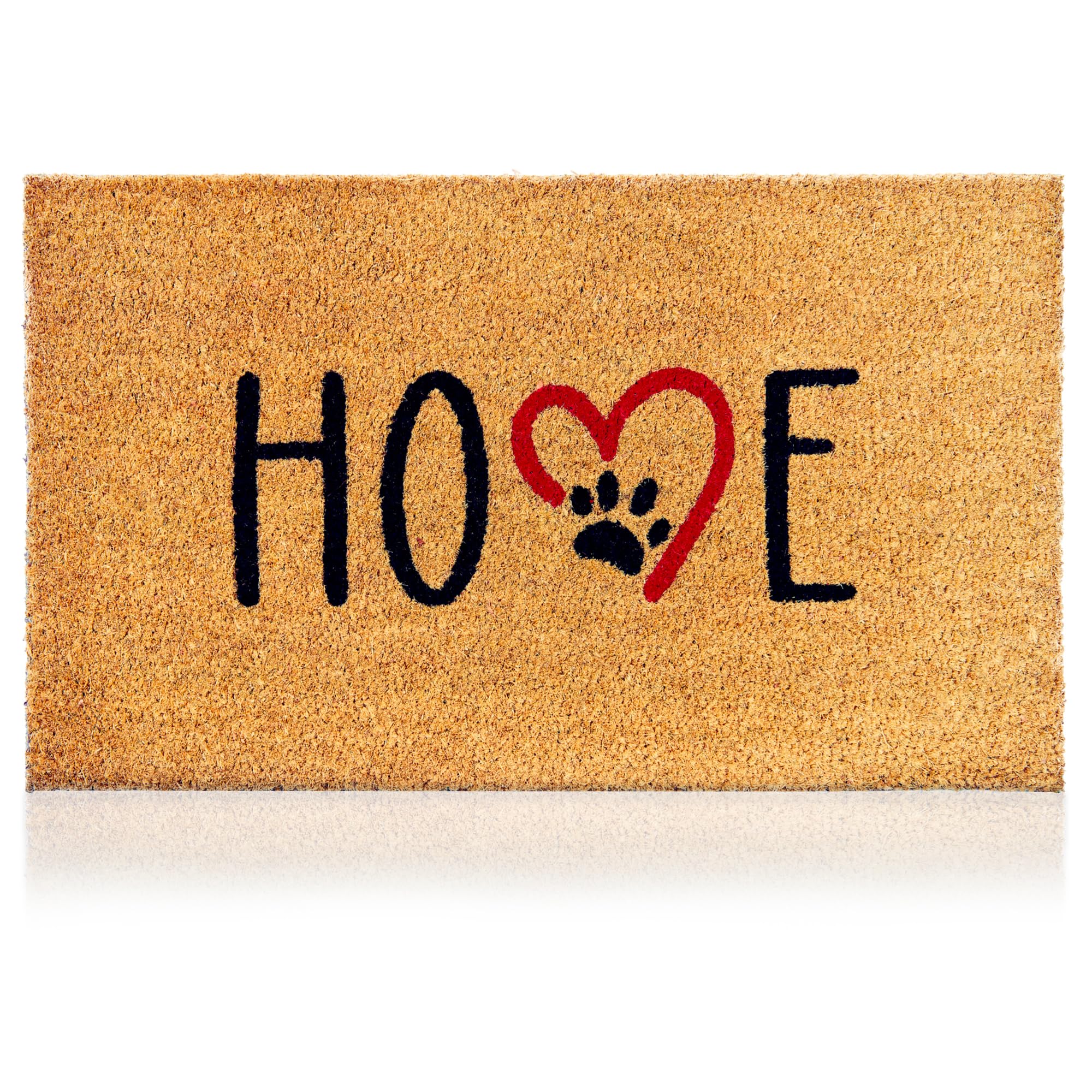 AMARU DOOR MATS Coir Welcome Mat front view with dog footprints