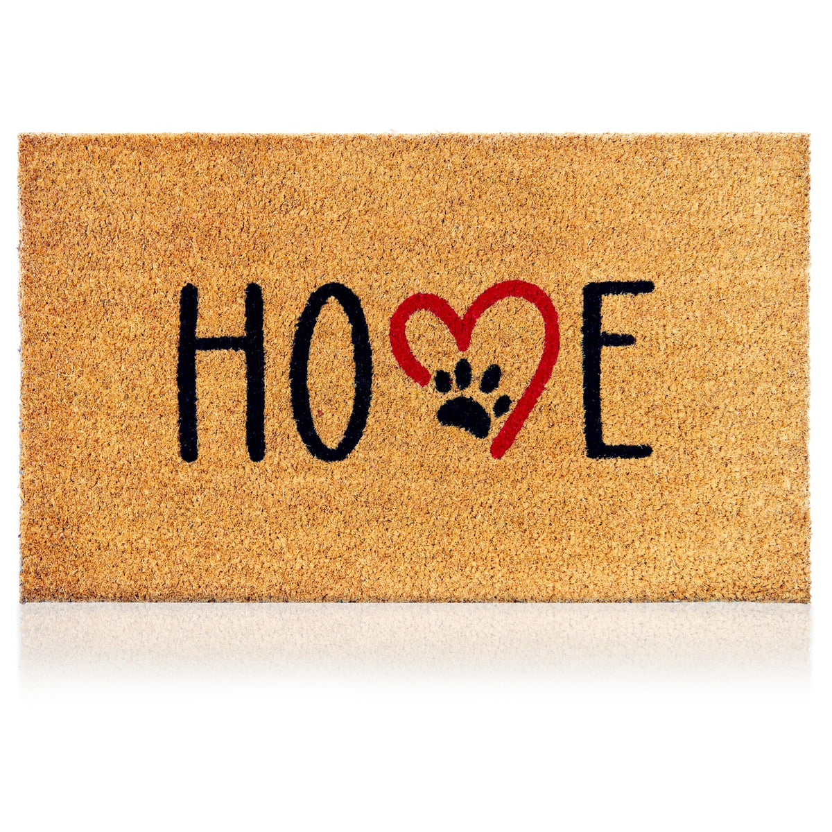 AMARU DOOR MATS Coir Welcome Mat front view with dog footprints